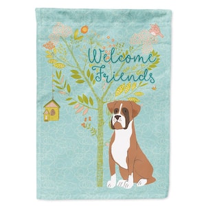 28 in. x 40 in. Polyester Welcome Friends Flashy Fawn Boxer Flag Canvas House Size 2-Sided Heavyweight