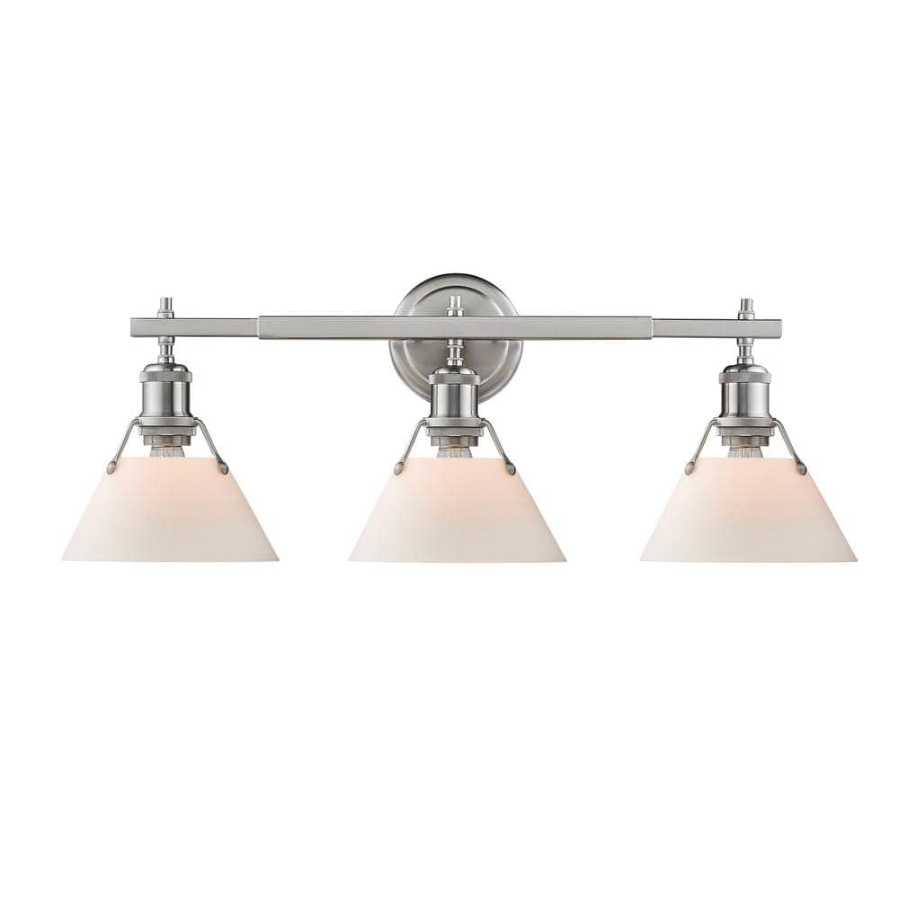 Transitional Orwell 24'' Pewter 3-Light Vanity with Opal Glass