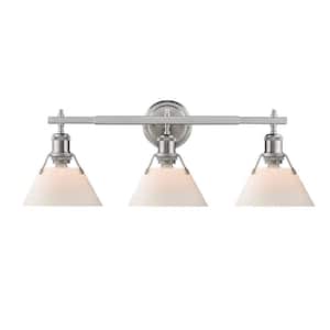 Orwell PW 3-Light Pewter Bath Light with Opal Glass Shades