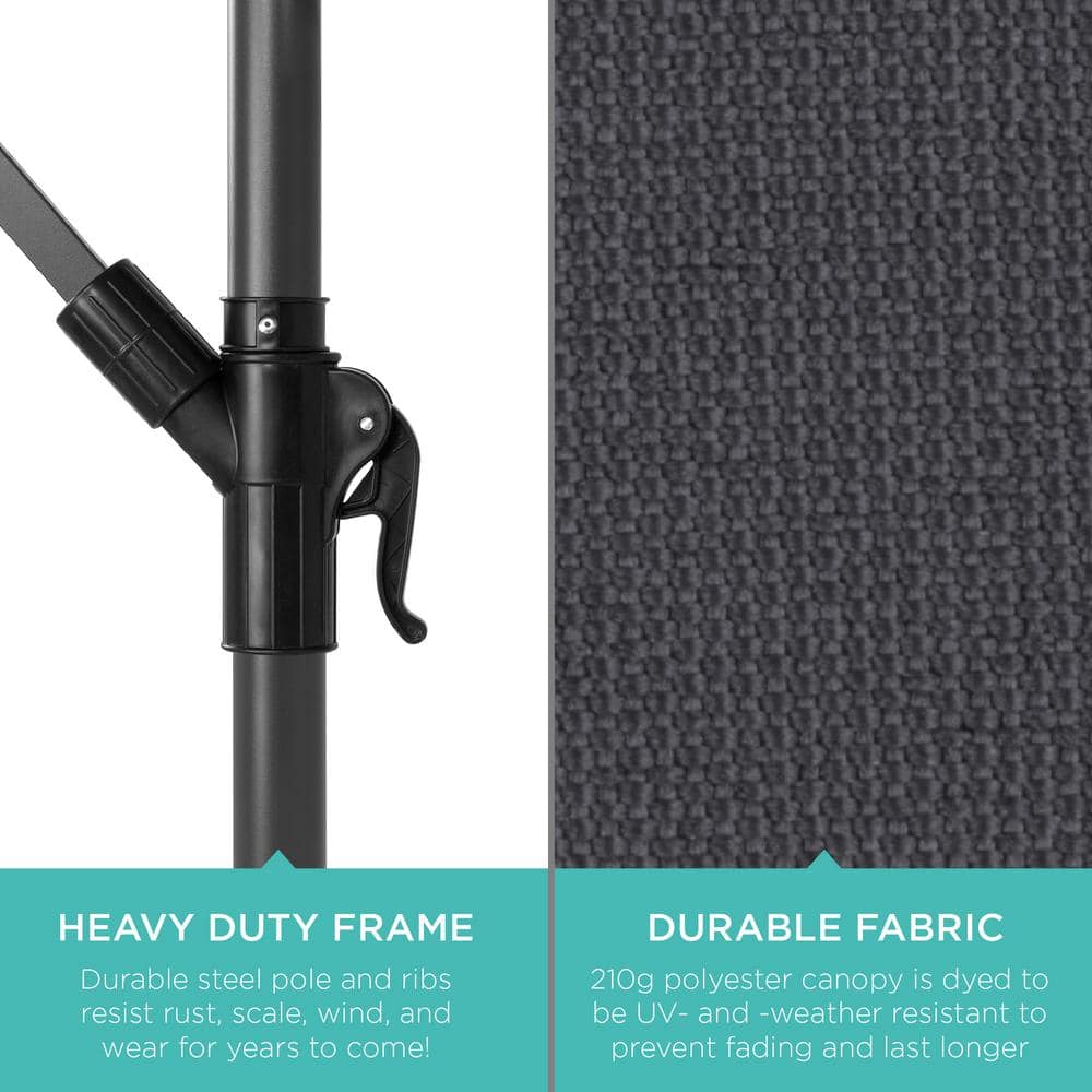 10ft Gray Aluminum Offset Patio Umbrella with Easy Tilt Adjustment
