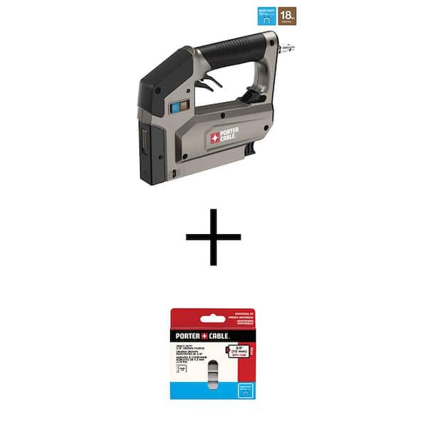 Pneumatic 18-Gauge 3/8 in. Crown Stapler with 3/8 in. x 3/8 in. Glue Collated Crown Staples (1250-Pack)