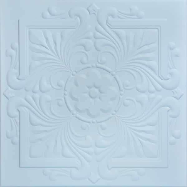 A La Maison Ceilings Victorian 1.6 ft. x 1.6 ft. Glue Up Foam Ceiling Tile in Breath of Fresh Air