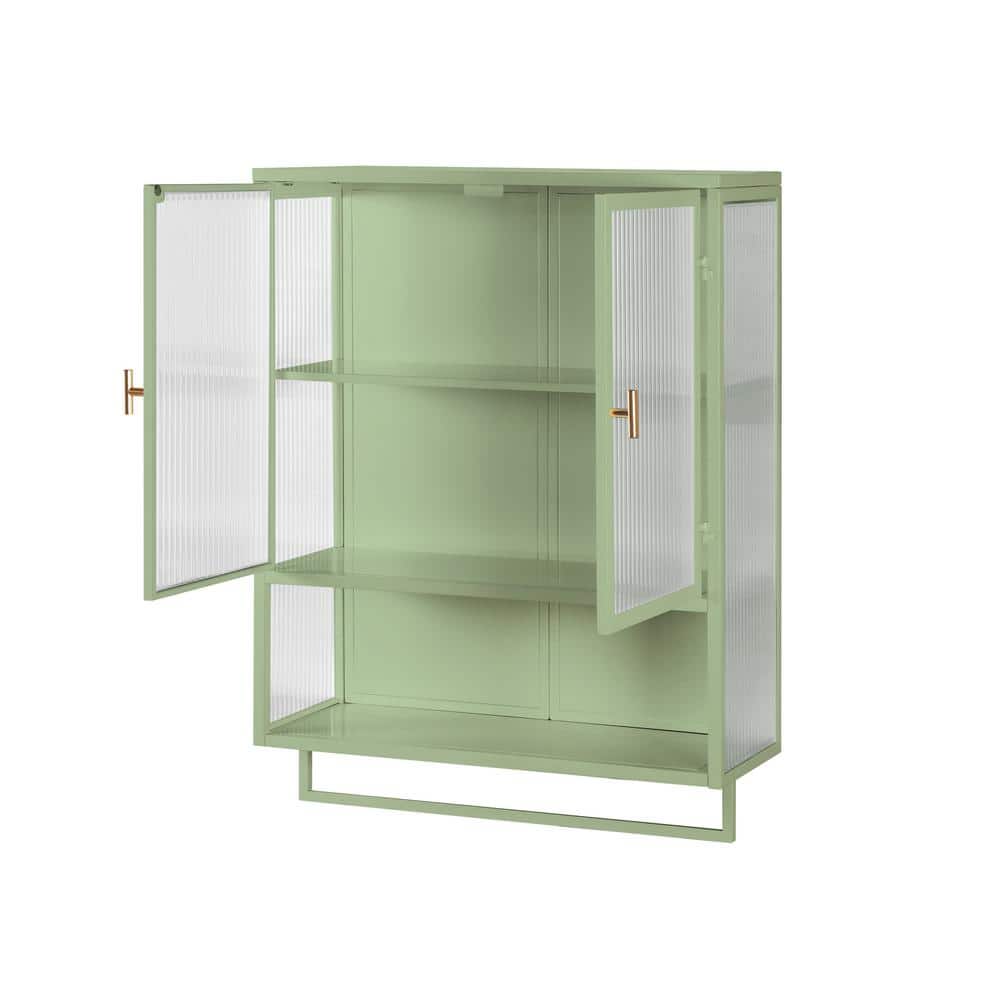 23.62 in. W x 9.06 in. D x 30.71 in. H Bathroom Green Linen Cabinet