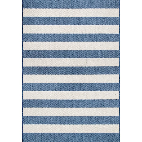 nuLOOM Haylie Chevron Striped Blue 5 ft. x 8 ft. Indoor/Outdoor Patio Area Rug