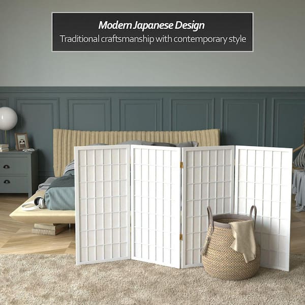 Red Lantern 3 ft. Short Window Pane Shoji Screen - White - 4
