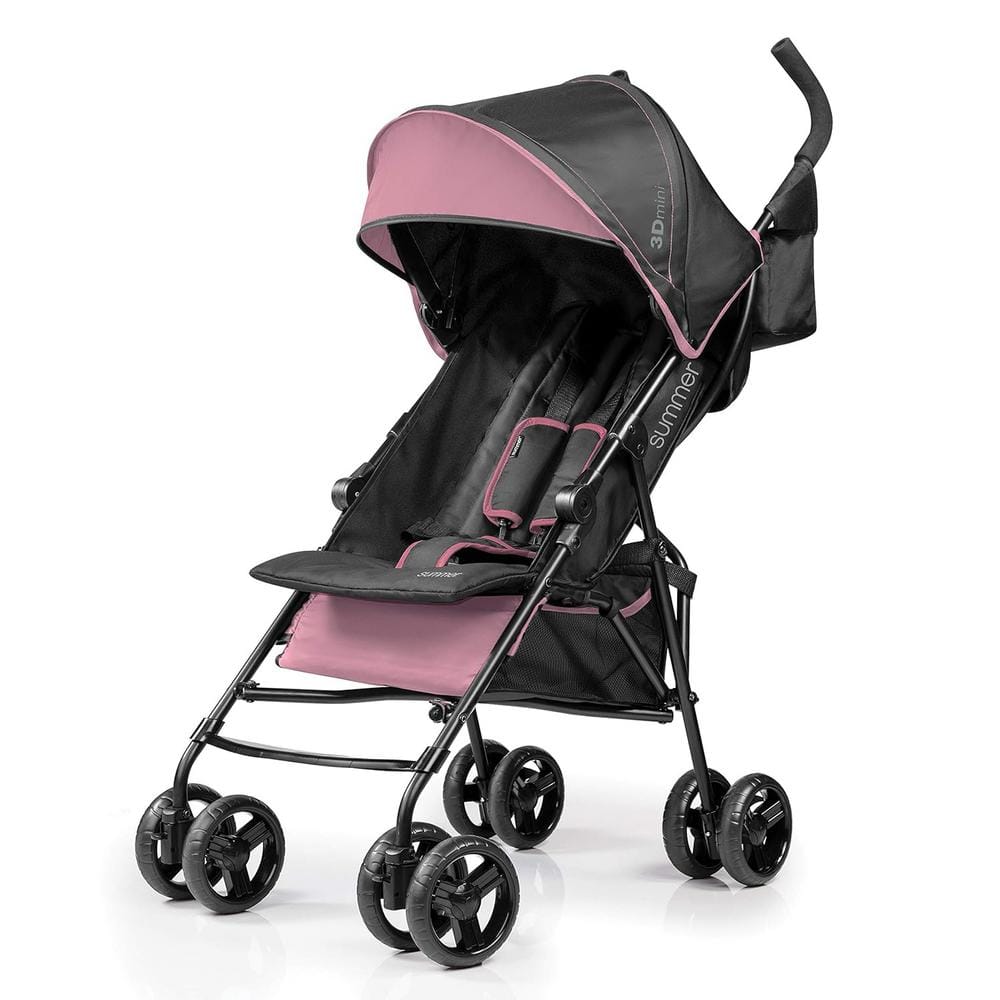 Summer 3Dmini Convenience Stroller, Pink – Lightweight Infant Stroller with Compact Fold, Multi-Position Recline, Canopy with Pop Out Sun Visor and More – Umbrella Stroller for Travel 