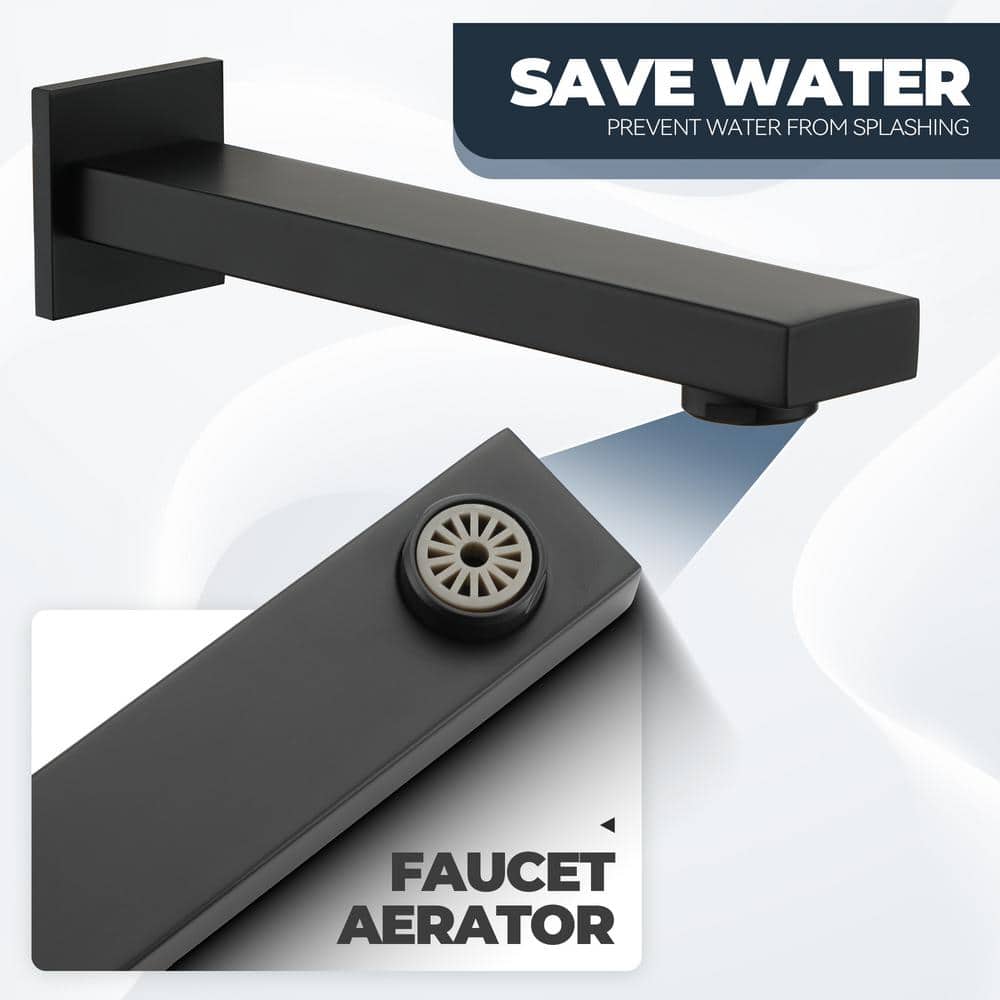 Matte Black Brass Wall Mounted Rain Shower System with Handheld