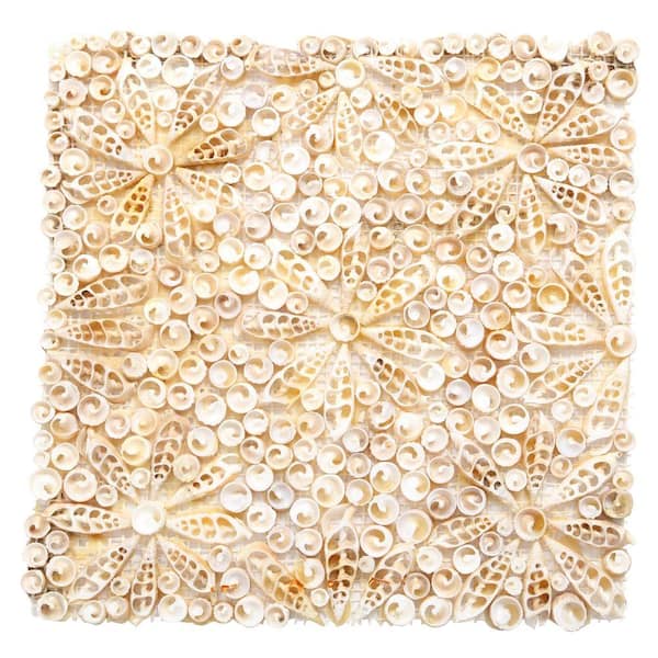 Merola Tile Beach Shell Floral 12 in. x 12 in. x 6 mm Natural Shell Mosaic Wall Tile