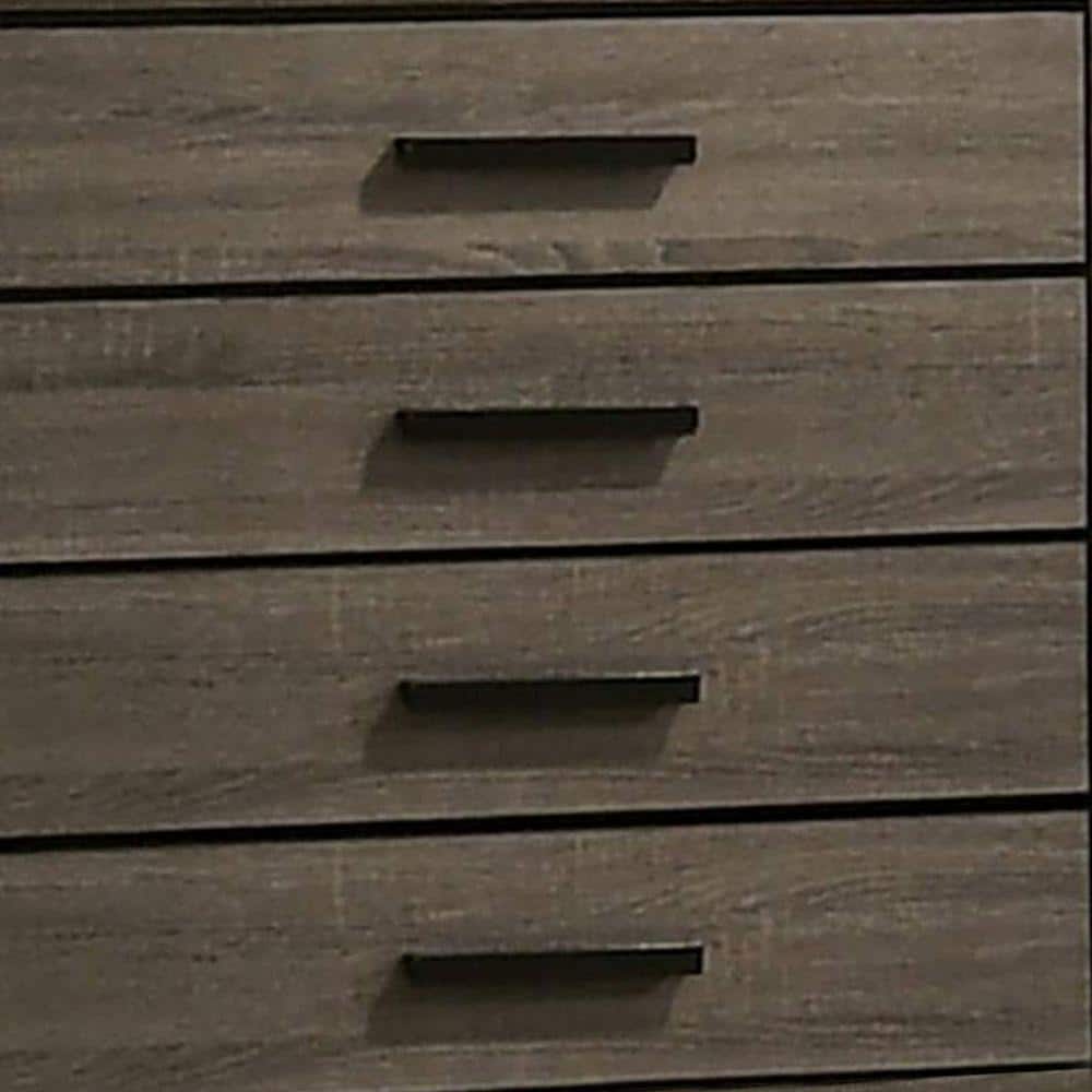 Gray Wooden Chest with Black Rectangular Pulls