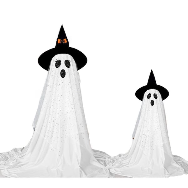 2-Pack 4.9 ft. Halloween Ghost Lights Spooky Ghost with Remote Control and String Lights for Porches, Yards and Gardens