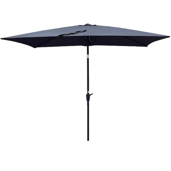 maocao hoom 6 ft. x 9 ft. Patio Umbrella Outdoor Waterproof Umbrella with Crank and Push Button Tilt in Dark Gray