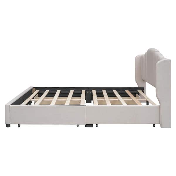 URTR 78 in. W Beige Full Size Upholstered Platform Bed with Storage  Underneath Wooden Bed Frame with Hydraulic Storage System T-01097-A - The  Home Depot