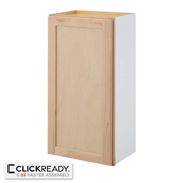 Hampton Bay 18 in. W x 12 in. D x 36 in. H Ready to Assemble Wall Kitchen Cabinet in Unfinished with CLICKREADY Technology