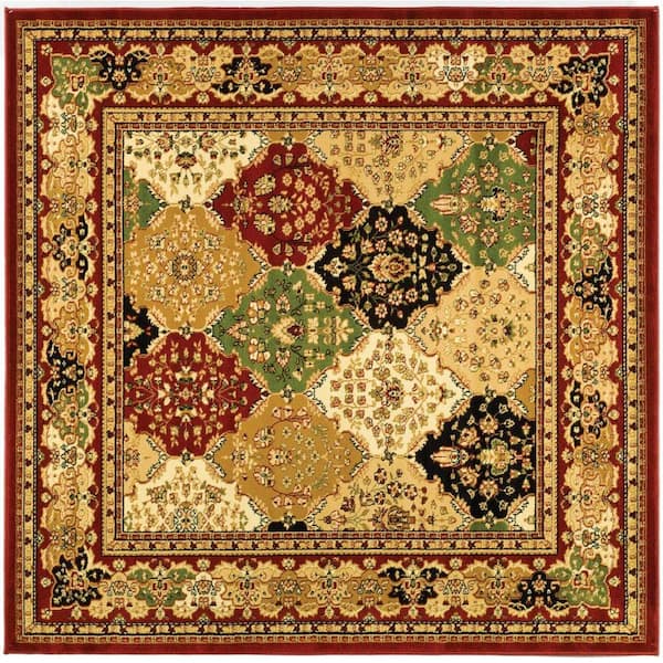 SAFAVIEH Lyndhurst Multi/Red 8 ft. x 8 ft. Square Diamond Border Geometric Area Rug