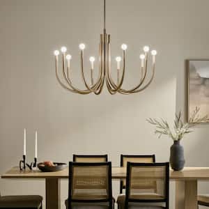 Odensa 40.25 in. 10-Light Champagne Bronze Modern Candle Circle Chandelier for Dining Room