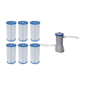 4.2 in. Dia Type-III/A Pool Replacement Filter Cartridge (6-Pack) with 1000 GPH Pool Filter Cartridge Pump