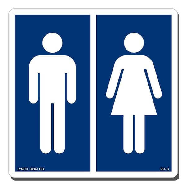 7 in. x 7 in. Men Women Symbol Sign Printed on More Durable, Thicker, Longer Lasting Styrene Plastic