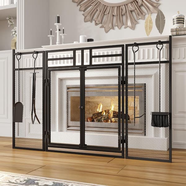 風防マーシャルセットGSCBXJRゼファー立花コルク三段シートBEETシビエ外装 Kingdely 48.8 in. Iron 4-Panel Durable Fireplace Screen with Doors