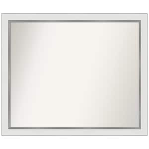 Medium Rectangle Satin White Silver Casual Mirror (26 in. H x 31 in. W)