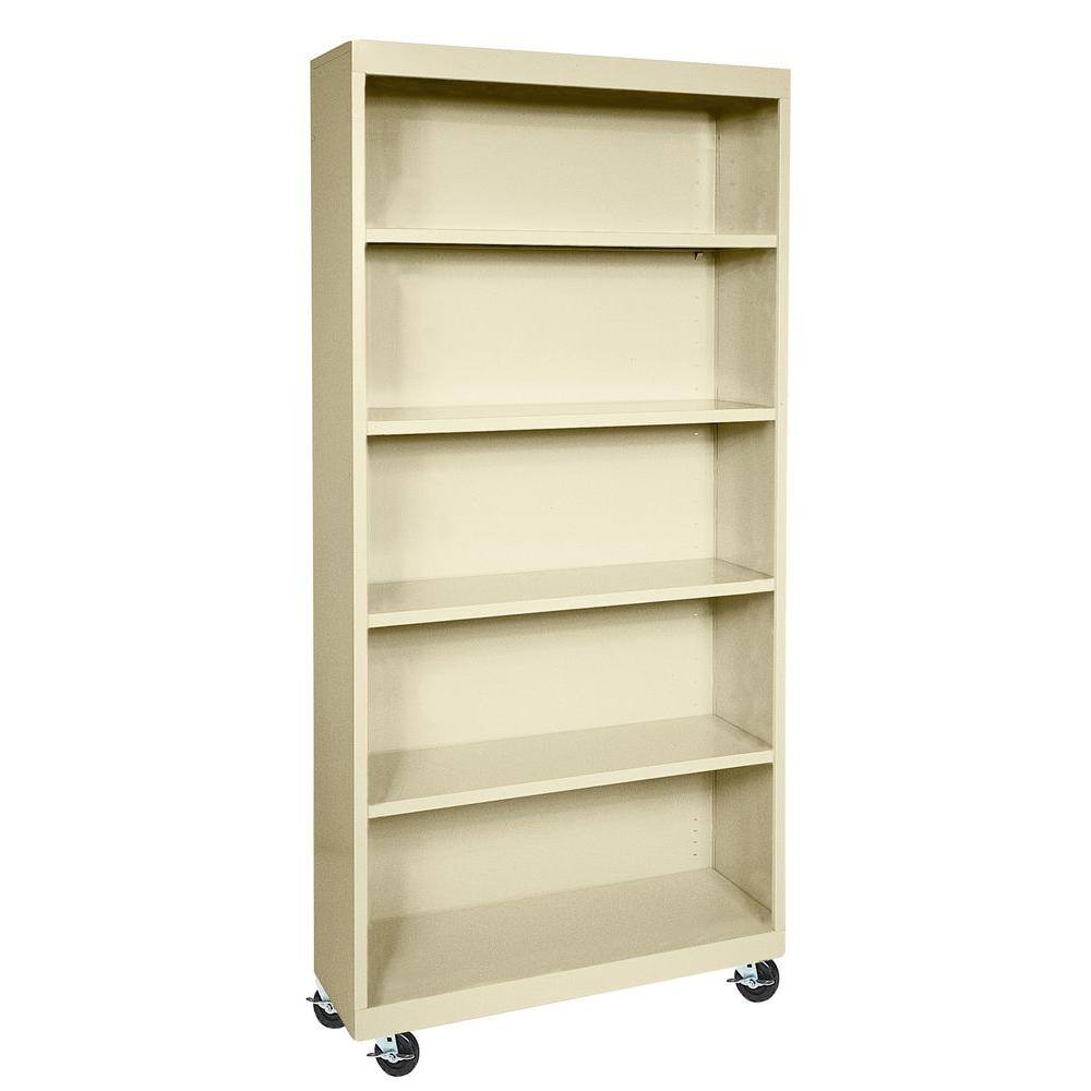 Sandusky 78 in. Putty Metal 5shelf Cart Bookcase with Adjustable