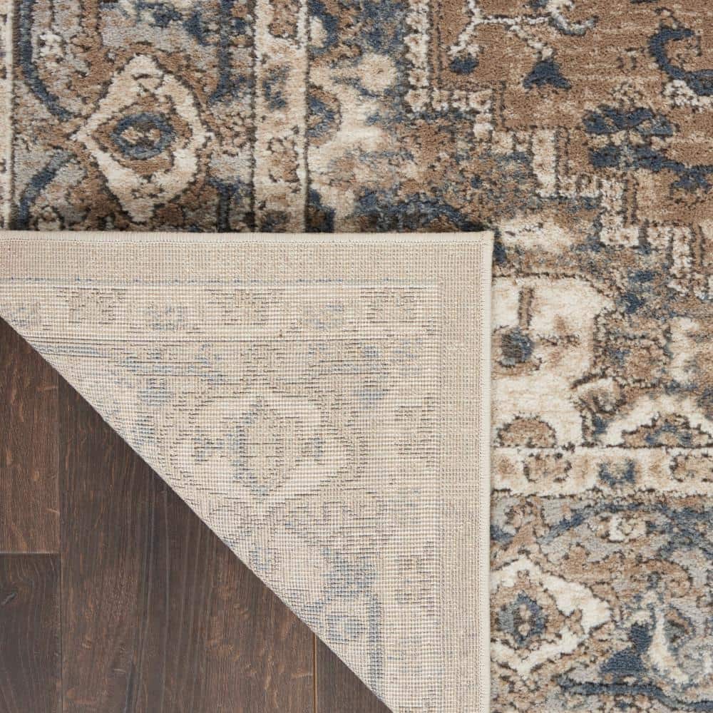 Elysian Beige & Grey Synthetic 26" Round Area Rug