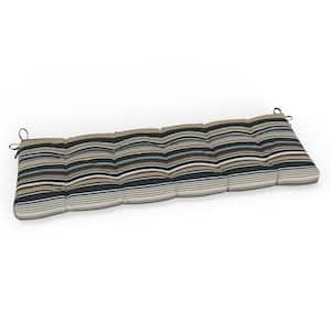 Stripe 60 in W x 5 in H Rectangular Outdoor Tufted Blown Bench Cushion with Ties 1-Count in Black Multi Labrisa Rattan