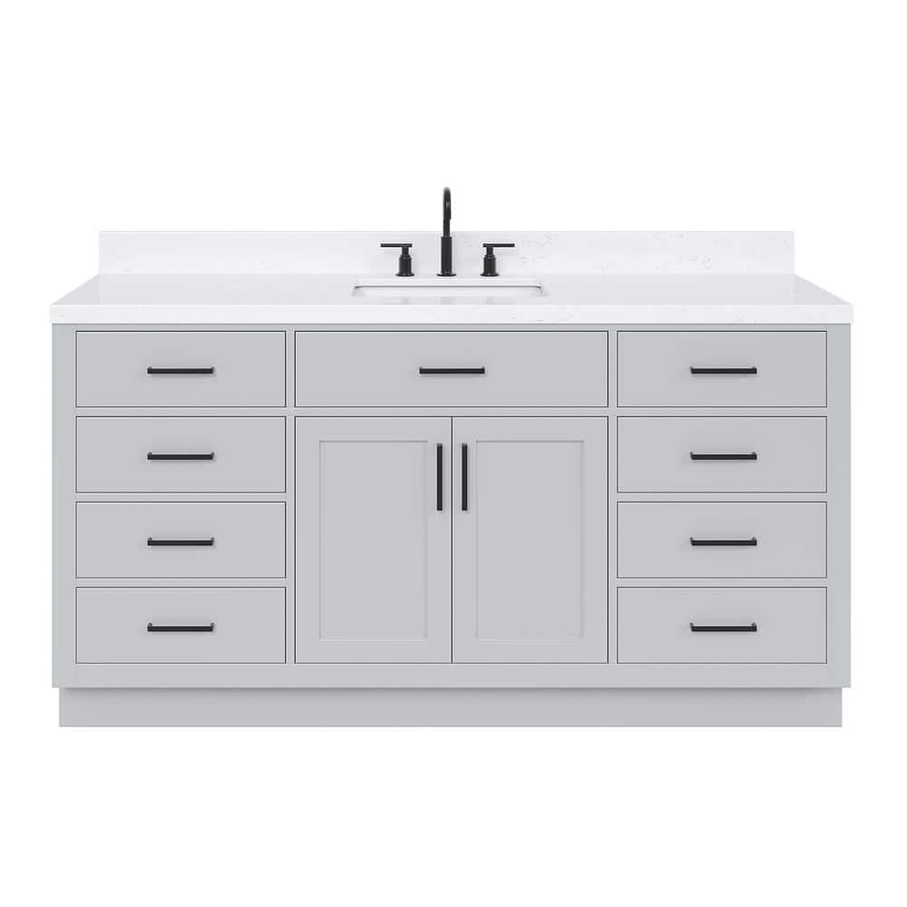 Hepburn 66" Gray Freestanding Single Basin Vanity with Hardwood Frame