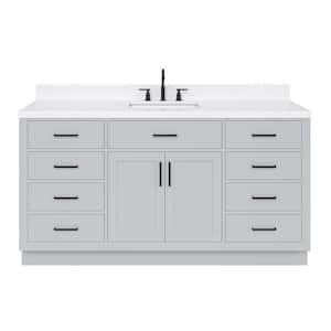 Hepburn 66 in. W x 22 in. D x 36 in. H Single Sink Freestanding Bath Vanity in Grey with Carrara Quartz Top