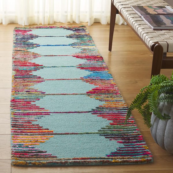 Nantucket 2 ft. x 6 ft. Teal/Red Southwestern Chevron Stripe Runner Rug