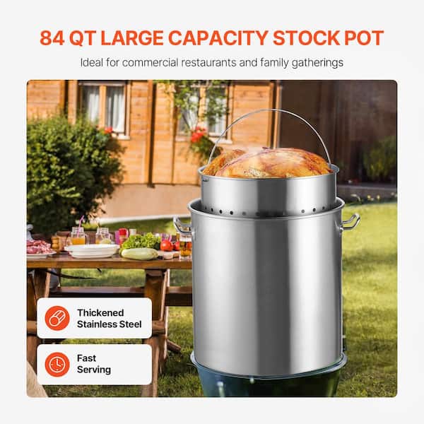 VEVOR Commercial Stockpot 84 qt. Stainless Steel Nonstick in