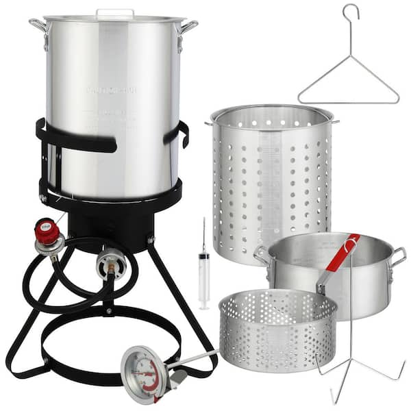 Karl home 4-Piece Set 30 qt. Aluminum Turkey Fryer and 10qt. Fish Fryer ...