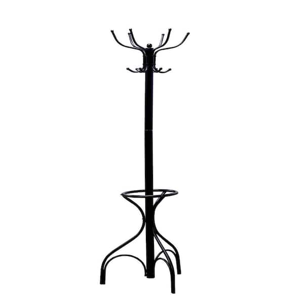 Black 12-Hook Coat Rack