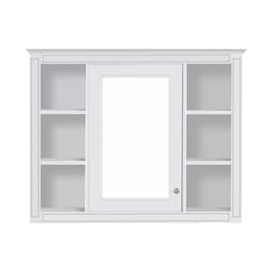 35 in. W x 7.1 in. D x 27.5 in. H Rectangle Frame Wall Mounted Bathroom Vanity Mirror in White