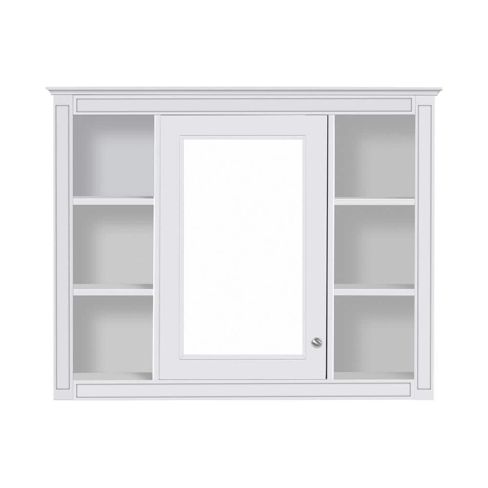 35 in. W x 7.1 in. D x 27.5 in. H Rectangle Frame Wall Mounted Bathroom Vanity Mirror in White price history on PriceWatchPro