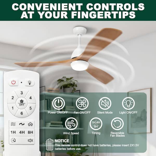 Jushua 52 in. Indoor White Downrod Mount Standard Ceiling Fan with