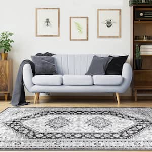 Layland Charcoal 5 ft. x 7 ft. Modern Abstract Power Loomed Polyester Eclectic Indoor Area Rug