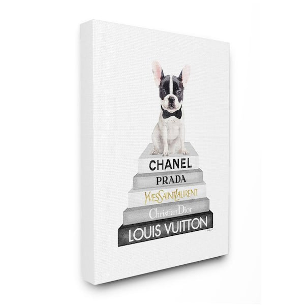 Stupell Industries Cute French Bulldog Puppy Sitting Bookstack