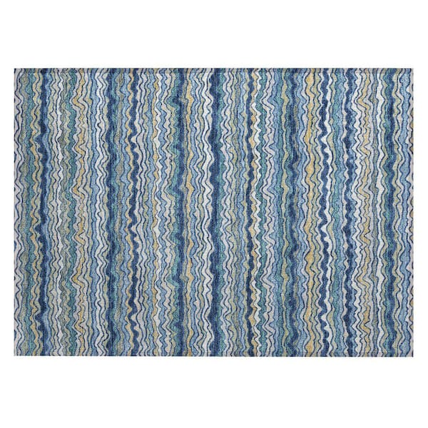 Chantille Machine Washable Indoor/Outdoor Abstract ACN2436 Navy 2 ft. x 3 ft. Accent Rug