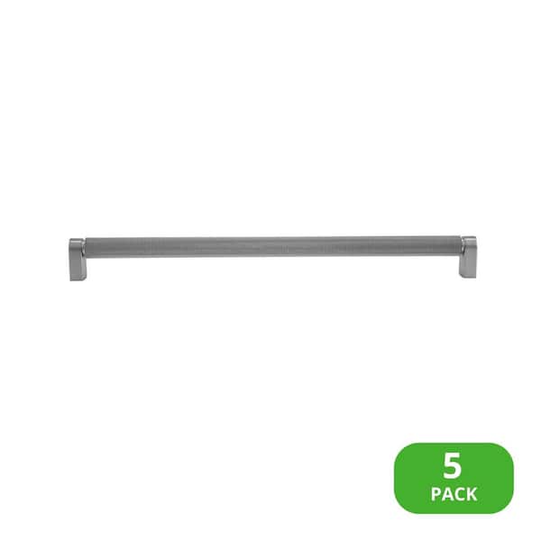 Sumner Street Home Hardware 5-Pack Kent Knurled 12 in. (305 mm) Center-to-Center Industrial Satin Nickel Bar Drawer Pull