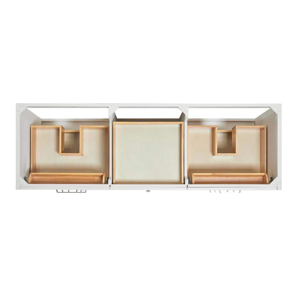 White Double Sink Freestanding Vanity with Carrara Marble Top