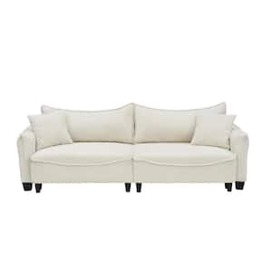 87.79 in. Beige Corduroy Fabric Twin Size Pull-out Sofa Bed with 2-Pillows