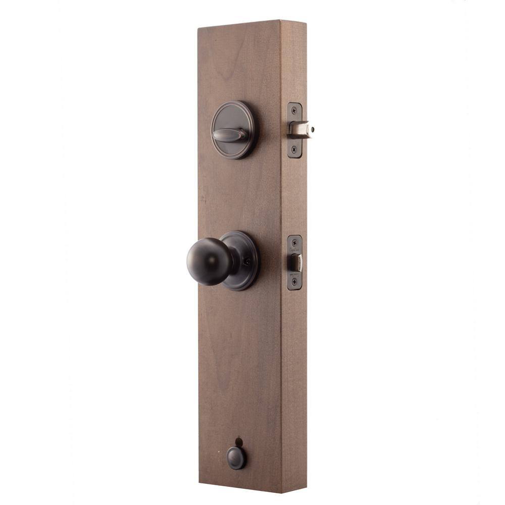 Tuscan Bronze Single Cylinder Deadbolt and Ball Knob Door Handleset