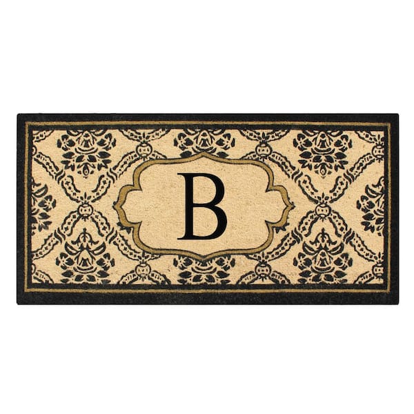 Unbranded A1HC First Impression Uriel Treated 30 in. x 60 in. Coir Monogrammed B Door Mat