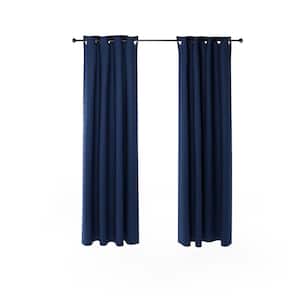 Dark Blue Grommet Blackout Curtain - 52 in. W x 84 in. L (Set of 2)