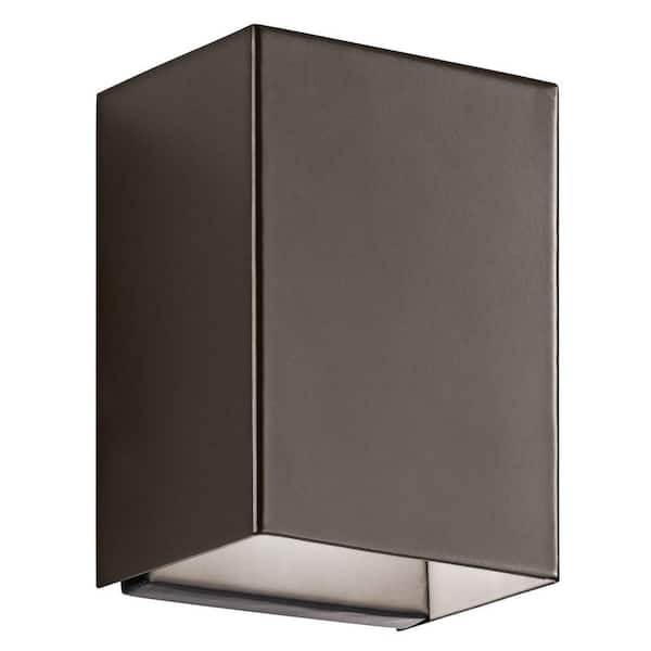 KICHLER Walden 7.25 in. 1-Light Architectural Bronze Outdoor Hardwired Wall Lantern Sconce with Integrated LED (1-Pack)