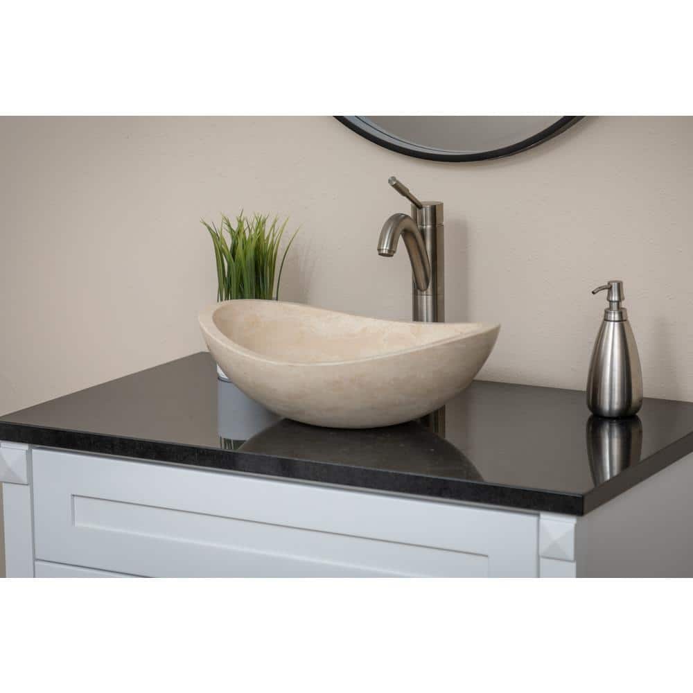Beige Stone Canoe Shaped Bathroom Sink