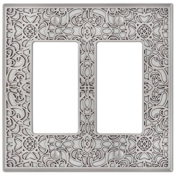 AMERELLE Momfort 2 Gang Rocker Metal Wall Plate - Satin Nickel