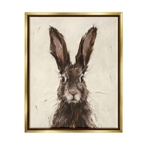 Brown European Rabbit Hare Portrait Painting by Ethan Harper Floater Frame Animal Wall Art Print 25 in. x 31 in. .