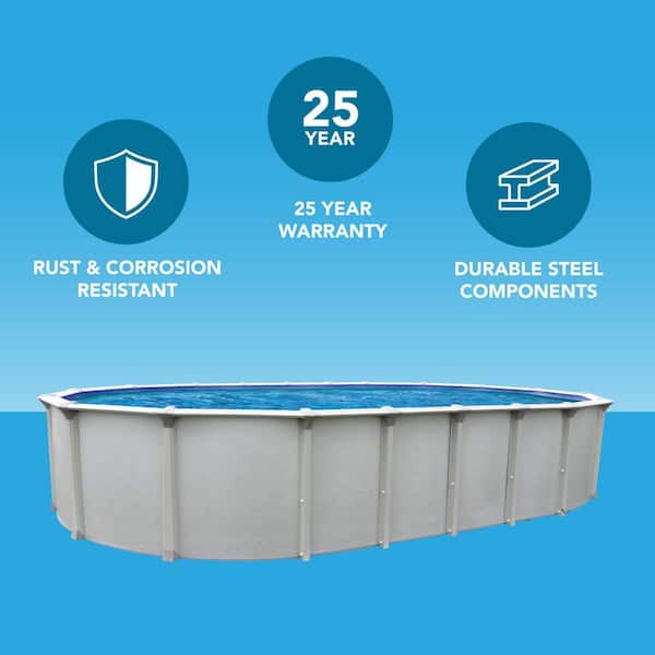 Huntington 18 ft. x 33 ft. Oval 54 in. Deep Buttress Free Above Ground Hard Sided Starter Pool Package