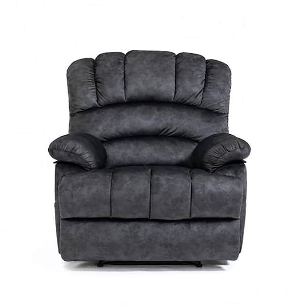 Boyel Living Dark Gray Large Manual Recliner Chair in Fabric for Living Room